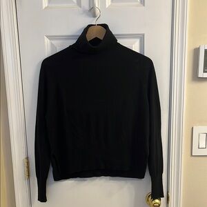 Black Turtleneck Sweater with Soft Knit and Cropped Design